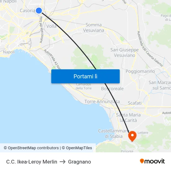 C.C. Ikea-Leroy Merlin to Gragnano map