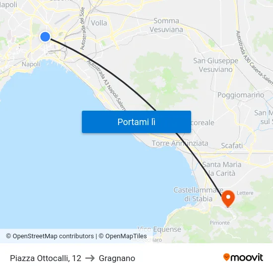 Piazza Ottocalli, 12 to Gragnano map
