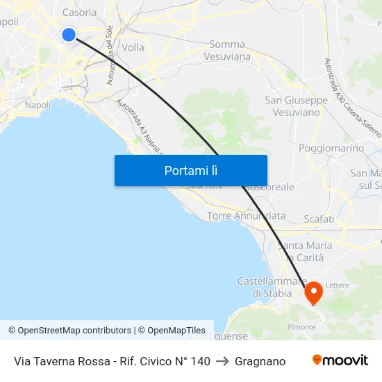 Via Taverna Rossa - Rif. Civico N° 140 to Gragnano map