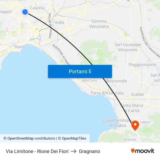 Via Limitone - Rione Dei Fiori to Gragnano map