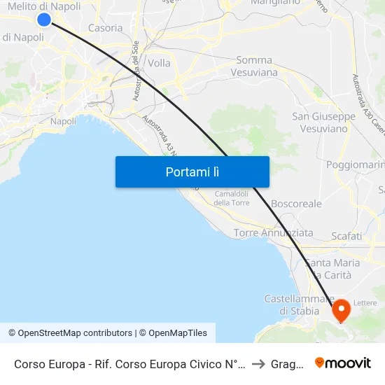 Corso Europa - Rif. Corso Europa Civico N° 374 Parco G. B. to Gragnano map