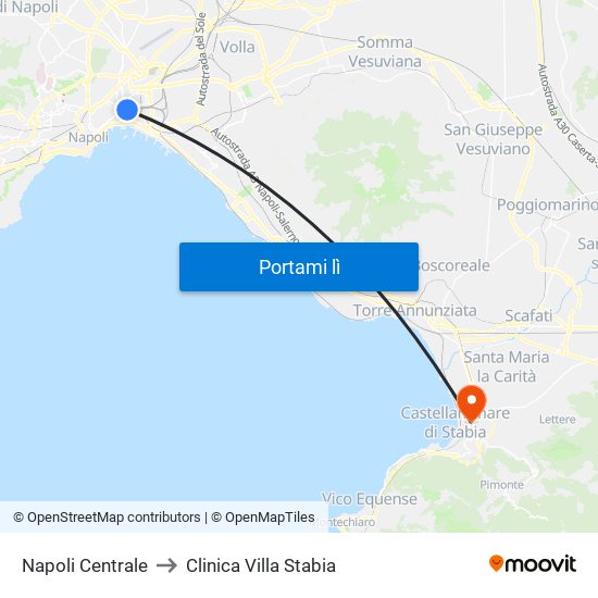 Napoli Centrale to Clinica Villa Stabia map