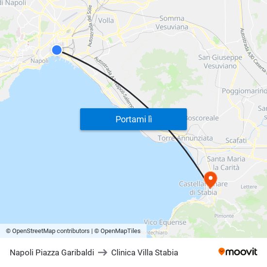 Napoli Piazza Garibaldi to Clinica Villa Stabia map