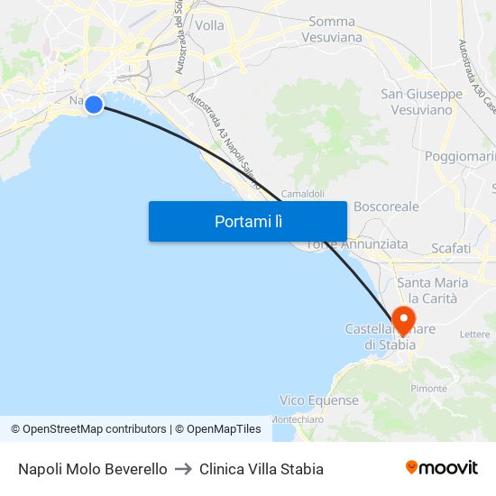 Napoli Molo Beverello to Clinica Villa Stabia map