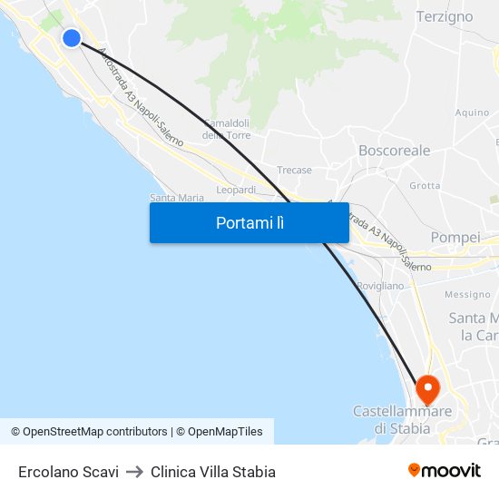 Ercolano Scavi to Clinica Villa Stabia map