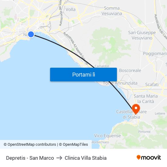 Depretis - San Marco to Clinica Villa Stabia map