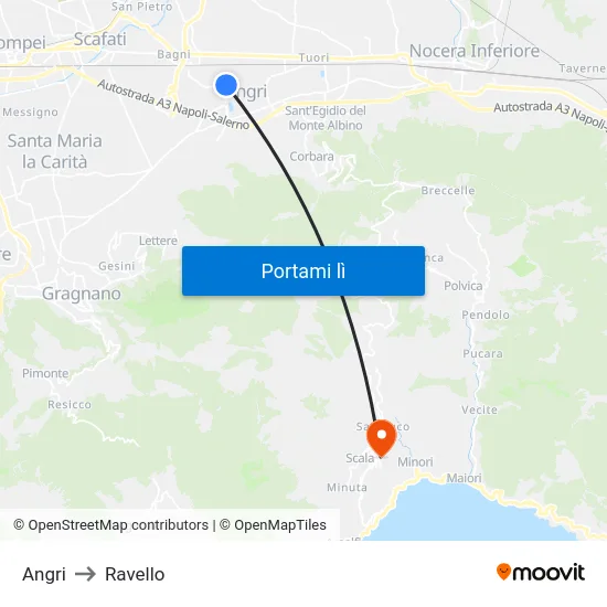 Angri to Ravello map