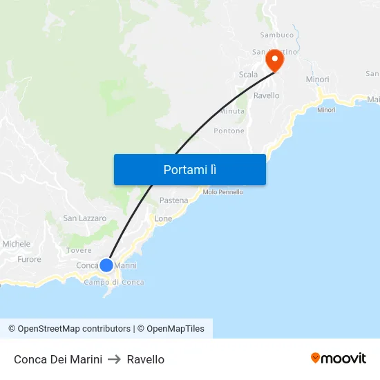 Conca Dei Marini to Ravello map