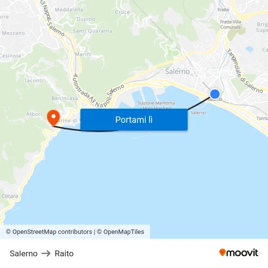 Salerno to Raito map