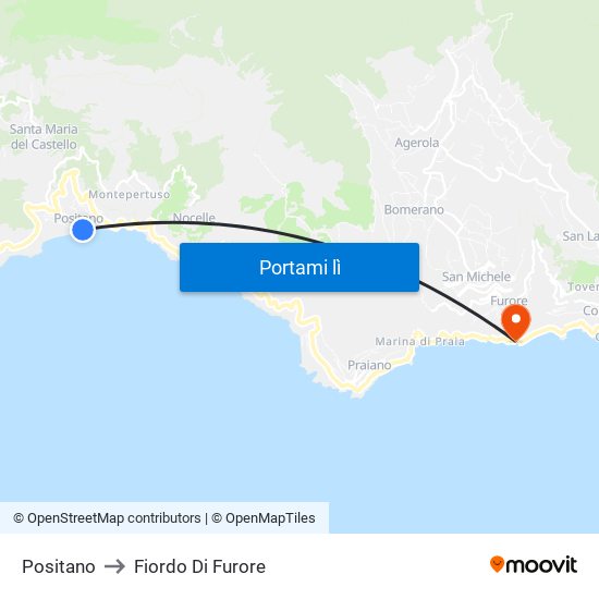 Positano to Fiordo Di Furore map