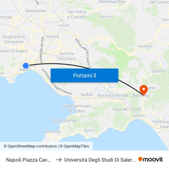 Napoli Piazza Cavour to Università Degli Studi Di Salerno map