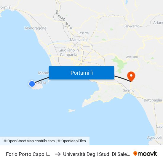 Forio Porto Capolinea to Università Degli Studi Di Salerno map