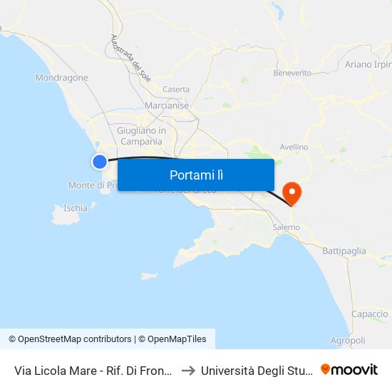 Via Licola Mare - Rif. Di Fronte Onda Del Mare to Università Degli Studi Di Salerno map