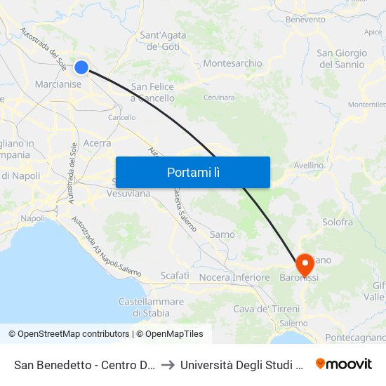 San Benedetto - Centro Direzionale to Università Degli Studi Di Salerno map