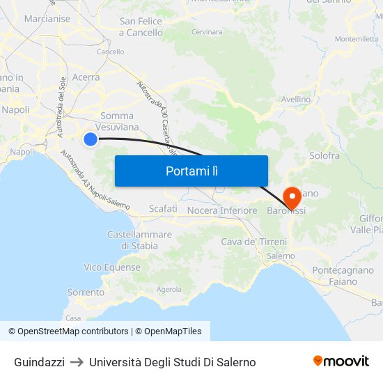 Guindazzi to Università Degli Studi Di Salerno map