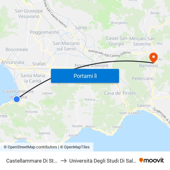 Castellammare Di Stabia to Università Degli Studi Di Salerno map