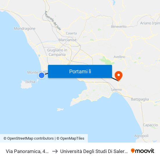 Via Panoramica, 47b to Università Degli Studi Di Salerno map