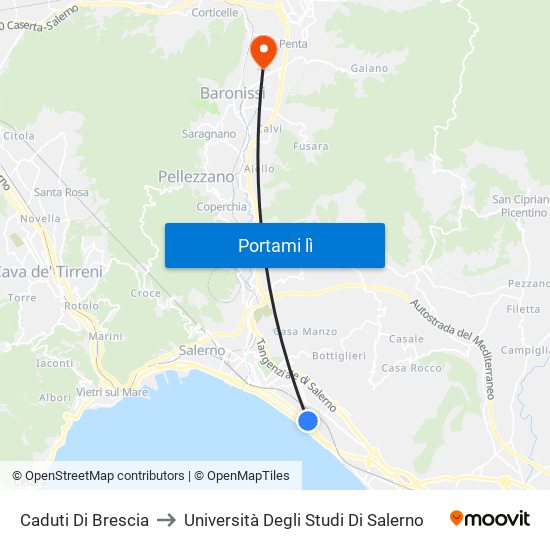 Caduti Di Brescia to Università Degli Studi Di Salerno map