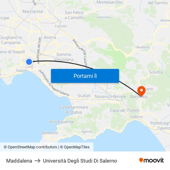 Maddalena to Università Degli Studi Di Salerno map