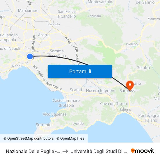Nazionale Delle Puglie - Costa to Università Degli Studi Di Salerno map