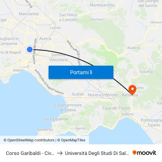 Corso Garibaldi - Civ. 96 to Università Degli Studi Di Salerno map