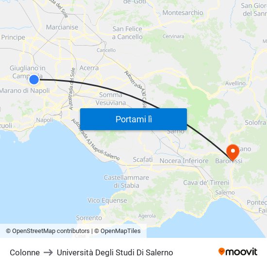 Colonne to Università Degli Studi Di Salerno map