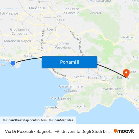 Via Di Pozzuoli - Bagnoli Dazio to Università Degli Studi Di Salerno map