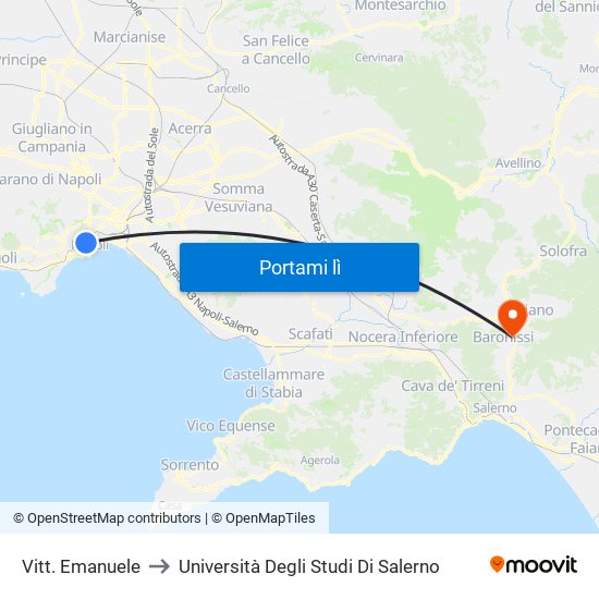 Vitt. Emanuele to Università Degli Studi Di Salerno map