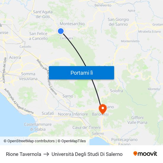 Rione Tavernola to Università Degli Studi Di Salerno map