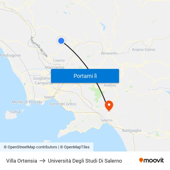 Villa Ortensia to Università Degli Studi Di Salerno map
