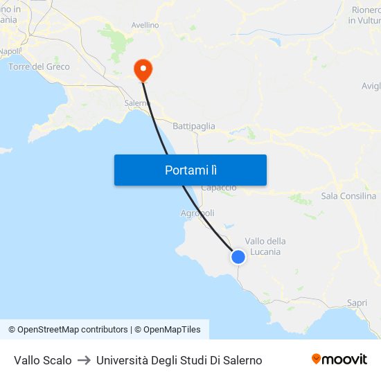 Vallo Scalo to Università Degli Studi Di Salerno map