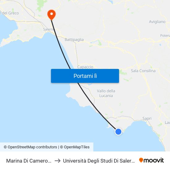 Marina Di Camerota to Università Degli Studi Di Salerno map