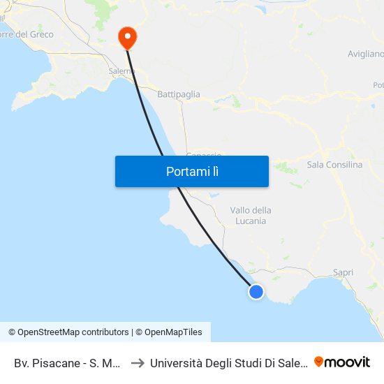 Bv. Pisacane - S. Maria to Università Degli Studi Di Salerno map
