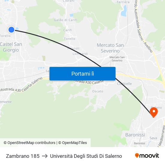 Zambrano 185 to Università Degli Studi Di Salerno map