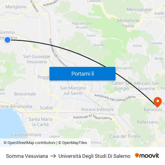 Somma Vesuviana to Università Degli Studi Di Salerno map