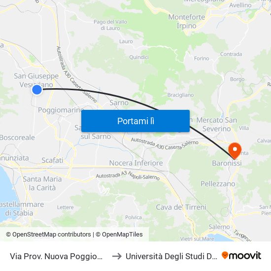 Via Prov. Nuova Poggiomarino, 26 to Università Degli Studi Di Salerno map