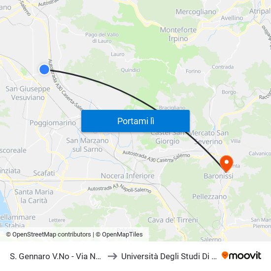 S. Gennaro V.No - Via Nola, 109 to Università Degli Studi Di Salerno map