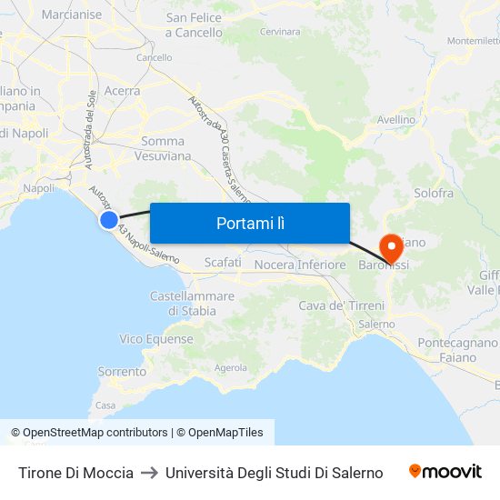Tirone Di Moccia to Università Degli Studi Di Salerno map