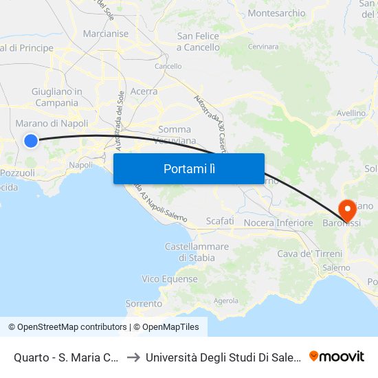 Quarto - S. Maria Cap. to Università Degli Studi Di Salerno map