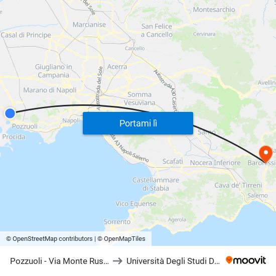 Pozzuoli - Via Monte Ruscello, 65 to Università Degli Studi Di Salerno map