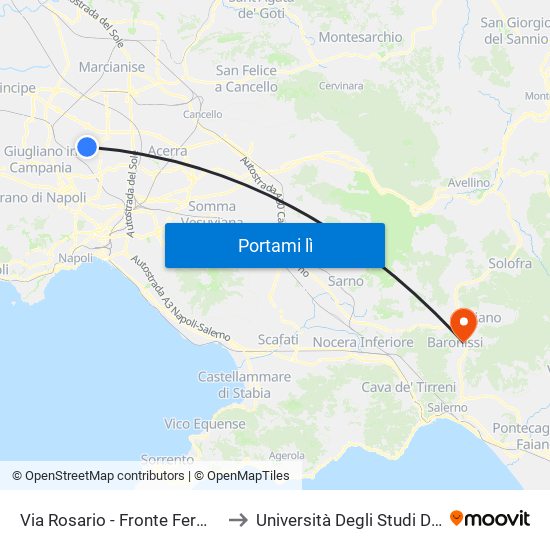 Via Rosario - Fronte Fermata 5622 to Università Degli Studi Di Salerno map