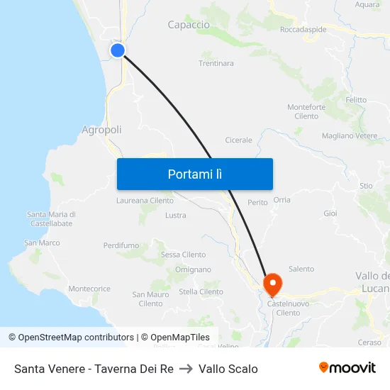 Santa Venere - Taverna Dei Re to Vallo Scalo map