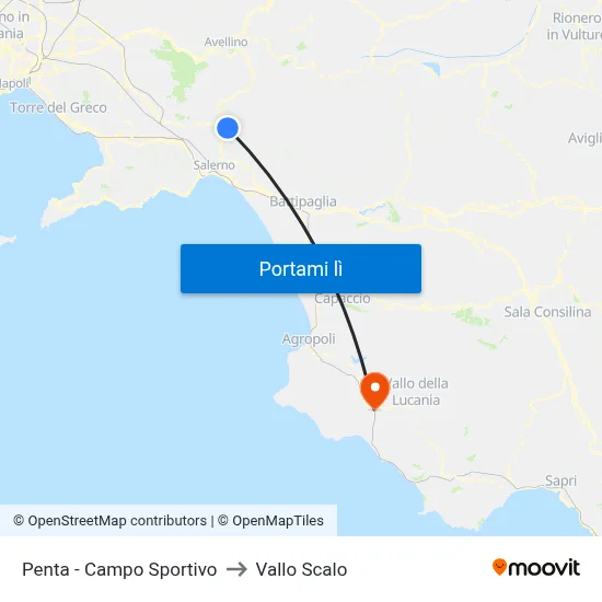 Penta - Campo Sportivo to Vallo Scalo map