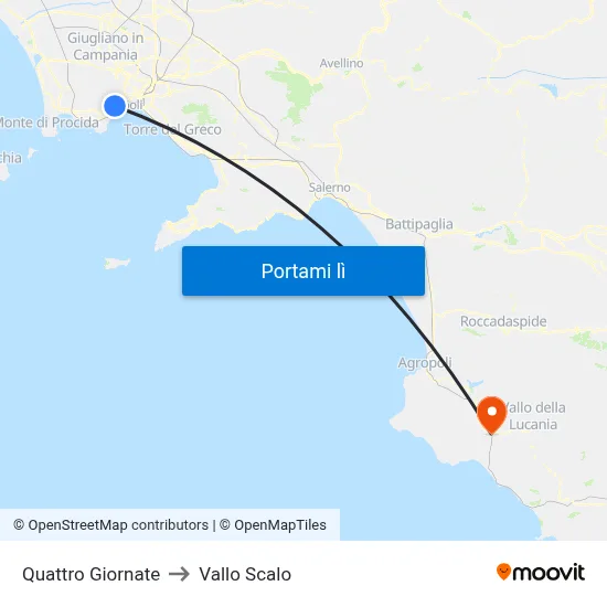 Quattro Giornate to Vallo Scalo map