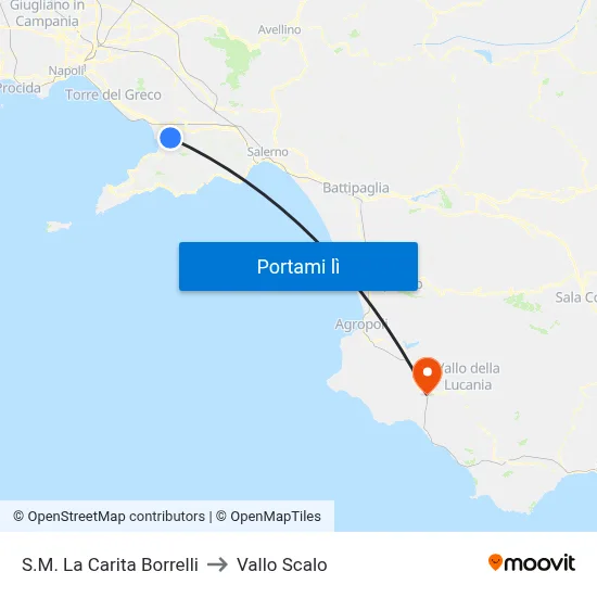 S.M. La Carita  Borrelli to Vallo Scalo map