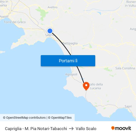 Capriglia - M. Pia Notari-Tabacchi to Vallo Scalo map