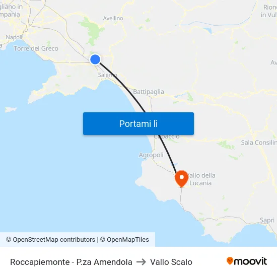 Roccapiemonte - P.za Amendola to Vallo Scalo map