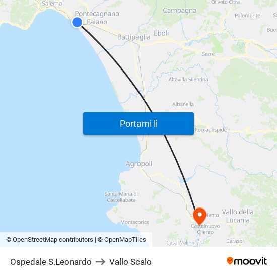 Ospedale S.Leonardo to Vallo Scalo map