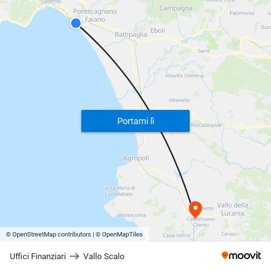 Uffici Finanziari to Vallo Scalo map