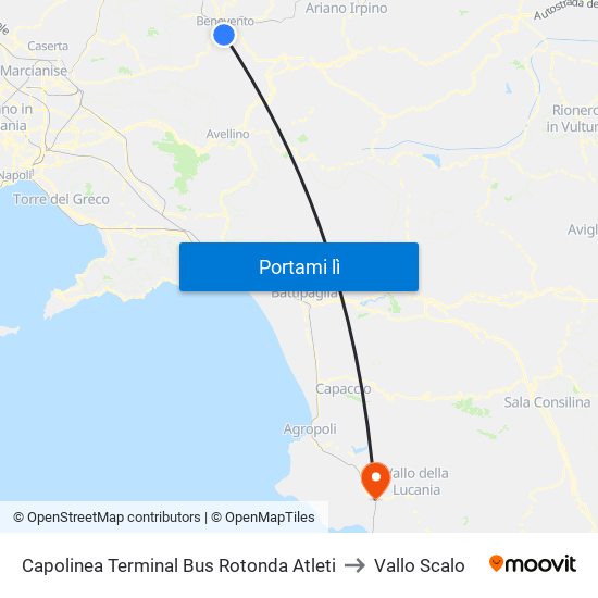 Capolinea Terminal Bus Rotonda Atleti to Vallo Scalo map